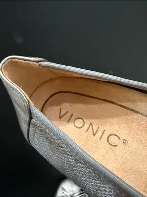 VIONIC Minna Ballet Flats in Pewter Metallic Gray Snake Print Cap Toe Size 6 thumbnail 9