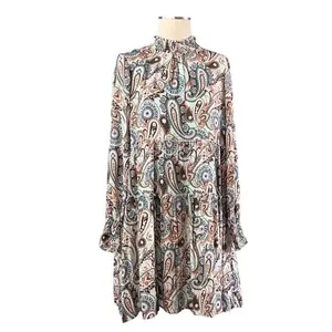 $138‎ Anthropologie Cady Tiered Longsleeve Mint Paisley Tunic Dress XS thumbnail 9