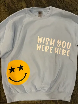 Gildan Light blue wish you were here sweatshirt thumbnail 4