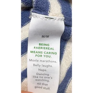 Aerie Women Blue Cream Striped Long Sleeve Boxy Boat Neck Top Size M thumbnail 7