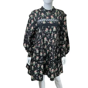 Pilcro Anthropologie NWT Large Long‎ Sleeve Mock Neck Swing Mini Dress Floral thumbnail 2