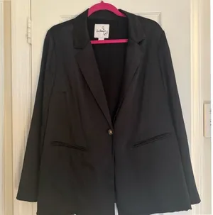 Sam Edelman Blazer Jacket Gold Button Career Office Black‎ XL thumbnail 1