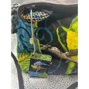 Paul Brent Tropical Parrot Canvas Crossbody Bag Blue Green Macaw Palm Leaf Art thumbnail 4