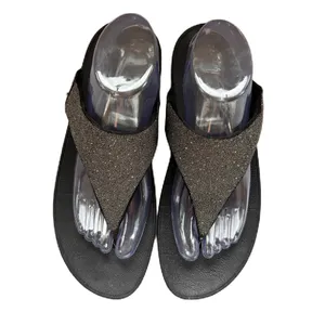 Fitflop Lulu‎ Glitter Womens Size 10 Black Glitter Top Thongs Flip Flop Sandals thumbnail 3