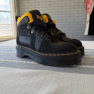 Dr. Martens Zuma Leather & Suede Hiker Style Black Platform Boots, US 9 Chunky thumbnail 2