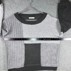 Amaryllis Patchwork Chunky‎ Sweater Women XS/S Cable Knit Academia Lagenlook thumbnail 6