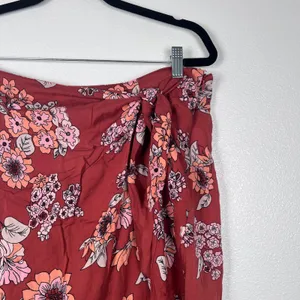 Free People Women's Sunday Sarong Floral midi Skirt Brown Sz 10 thumbnail 4
