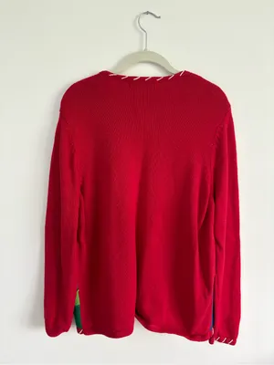 Tiara International Ugly Christmas Cardigan Sweater Noel Embellished Size Large thumbnail 4