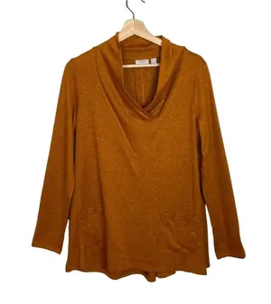 LOGO By Lori Goldstein Sweater Women’s Cowl Neck Front Pockets A343821 XL thumbnail 1