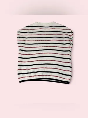 White Striped Women's Tank Top with Blue and Red Accents thumbnail 2