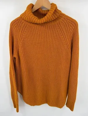 Silence + Noise women’s mustard yellow knit pullover cowl neck sweater size M thumbnail 1