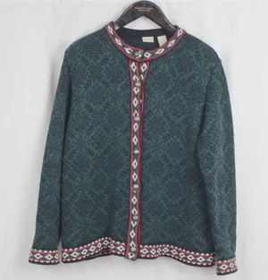 LL Bean Nordic Cotton Cardigan Sweater Medium thumbnail 1