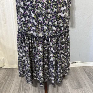Cottagecore Metrowear Women's Midi Skirt Sz M Floral Lined Tiered‎ Elastic Waist thumbnail 9