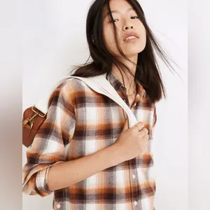 Madewell Flannel Side-Button Oversized‎ Ex-Boyfriend Shirt in Bickett Plaid thumbnail 5