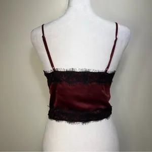 Goth Burgundy Lace Trim Crop Top size XS‎ thumbnail 9