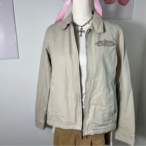 American Vintage Y2K Cream Zip Detroit Jacket Utility Barn Chore Collared‎ Jacket Womens Medium thumbnail 2