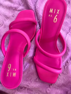 Mix No. 6 Neon Pink Double Hoop Slide Mules thumbnail 1