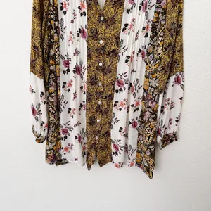 [Jane & Delancey] Mixed Floral Print Button Down Oversized Boho Blouse Sz Large thumbnail 5