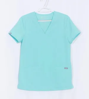 FIGS Casma Three Pocket Scrub Top in Aqua Blue Size XS thumbnail 7
