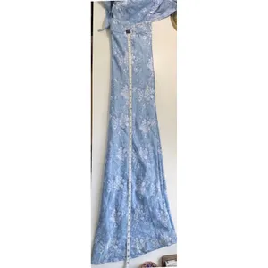 Altar'd State Blue Floral Maxi Dress Short Flutter Sleeve Tie‎ Front Womens S thumbnail 10