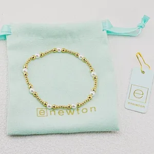 Enewton Classic Pearl Gold Beaded Stretch Bracelet Minimalist Layering Delicate Accessory thumbnail 2