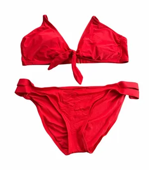 Kona Sol Women's Red Front Tie Bikini Two Piece Swimsuit Set Size XL thumbnail 1