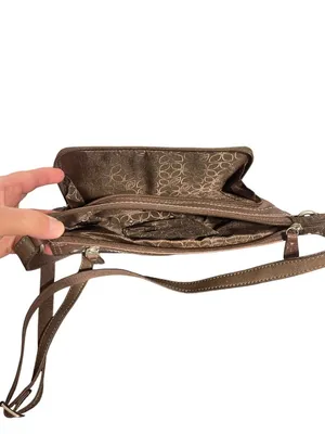 Fossil Brown Leather Crossbody Purse Bag Adj Strap Organizer Zip Closure thumbnail 5
