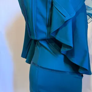 NWT Nue by Shani Blue Flutter Sleeve‎ Midi Sundress formal cocktail dress thumbnail 12