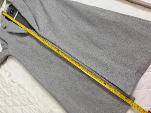 ZARA Gray Long Coat Duster Overcoat Minimalist Quiet Luxury Office Timeless Sz M thumbnail 6