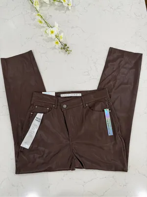 Tinseltown Brown Faux Leather Cropped Jeans thumbnail 6