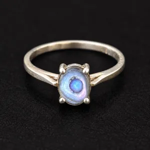 Sterling Silver Abalone Shell Doublet Ring Size 7.5 Iridescent Peacock Eye 925 thumbnail 2