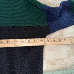 Vineyard Vines Women’s Patchwork Mock Neck Sweater‎ Merino Wool Oversized M thumbnail 2