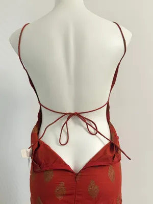 Free People Rust Orange Midi w/Gold Motifs & Fringe thumbnail 5