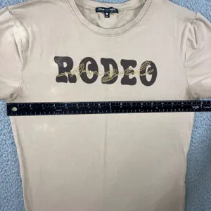 Rodeo Graphic Tee Women L Tan Bleached Western Retro Coastal Cowgirl Festival thumbnail 11