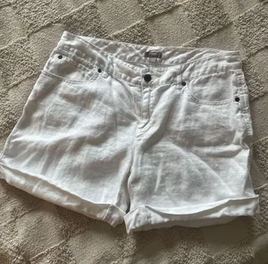J. Jill Women's White Linen Shorts Cuffed Relaxed Beach Summer Coastal 8 thumbnail 1