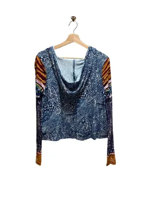 Free People FP Movement Soul Searcher Printed Hoodie Blue Size S Boho Hippie thumbnail 12