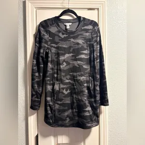 Athleta‎ Balance Printed Dress Womens Small Gray Camo Long Sleeve Pockets Zipper thumbnail 2