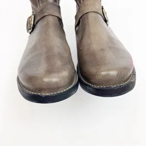 Frye Vicky Artisan Back Zip Leather Ankle Buckle Boots: Charcoal Taupe Grey thumbnail 4