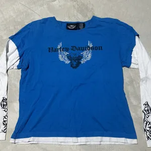 Harley Davidson Women's SZ XL Long Sleeve Made In USA Grunge Biker Motorcycle thumbnail 2