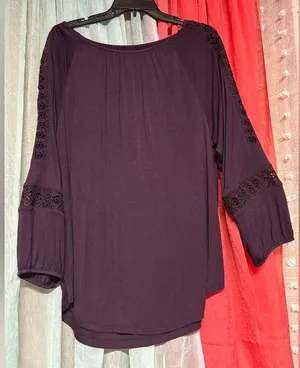 Loft plum long sleeve blouse- large thumbnail 1