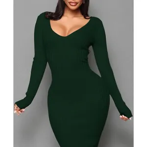 NEW Green Ribbed Sweater Bodycon V Neck Off Shoulder Midi Dress 1X thumbnail 7