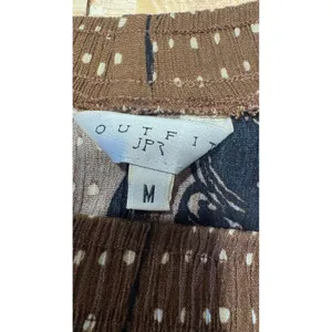 Outfit‎ JPR Brown Floral Polka Dot Rayon Midi Skirt Womens Medium Side Slit USA thumbnail 4
