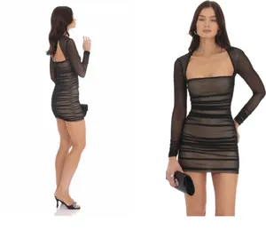 Mesh Long sleeve bodycon lucy dress thumbnail 2