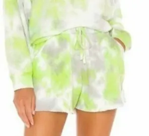 NEW Free People Boho Green, Gray & White Tye Dye Kelly Terry Shorts thumbnail 2