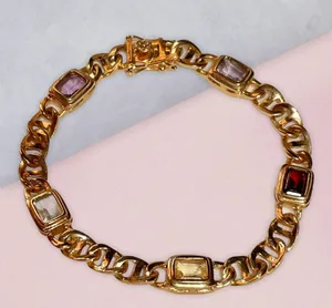 Vintage Gemstone Gold Bracelet thumbnail 1