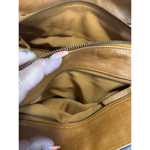 C & C California Leather Bag‎ Satchel Camel Double Strap Zip Brown thumbnail 5