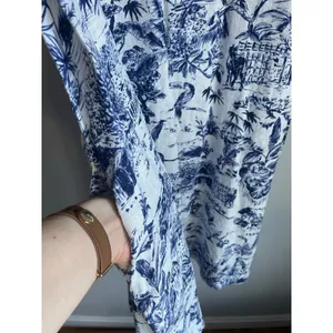 Joie Linen Toile Tank Dress Cutout Blue White French Aline Pockets Cottagecore M thumbnail 4