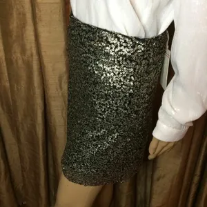Native Rose Women's Festive Festival Bronze Sequin Mini Skirt-Sheer @Hem-Size 10 thumbnail 5