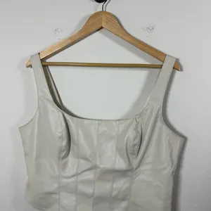 Abercrombie Women’s Vegan Leather Corset Top in Beige Size XL thumbnail 7