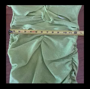 SheIn fluorescent sparkling yellow /green backless dress. Size small thumbnail 5